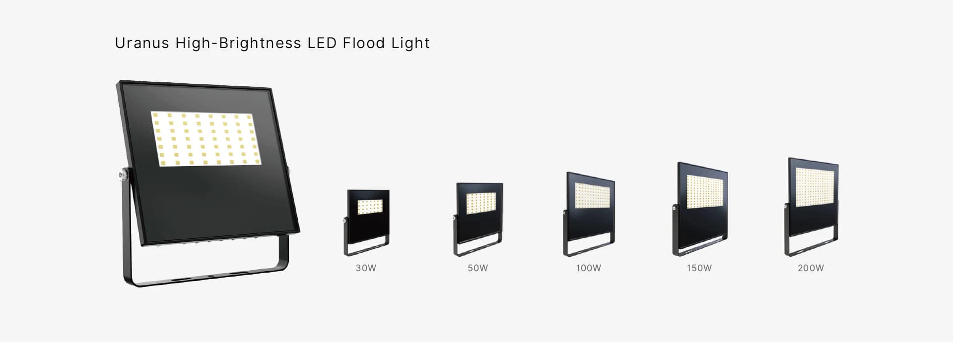 Uranus high brightness LED flood light power range from 30 W to 200 W