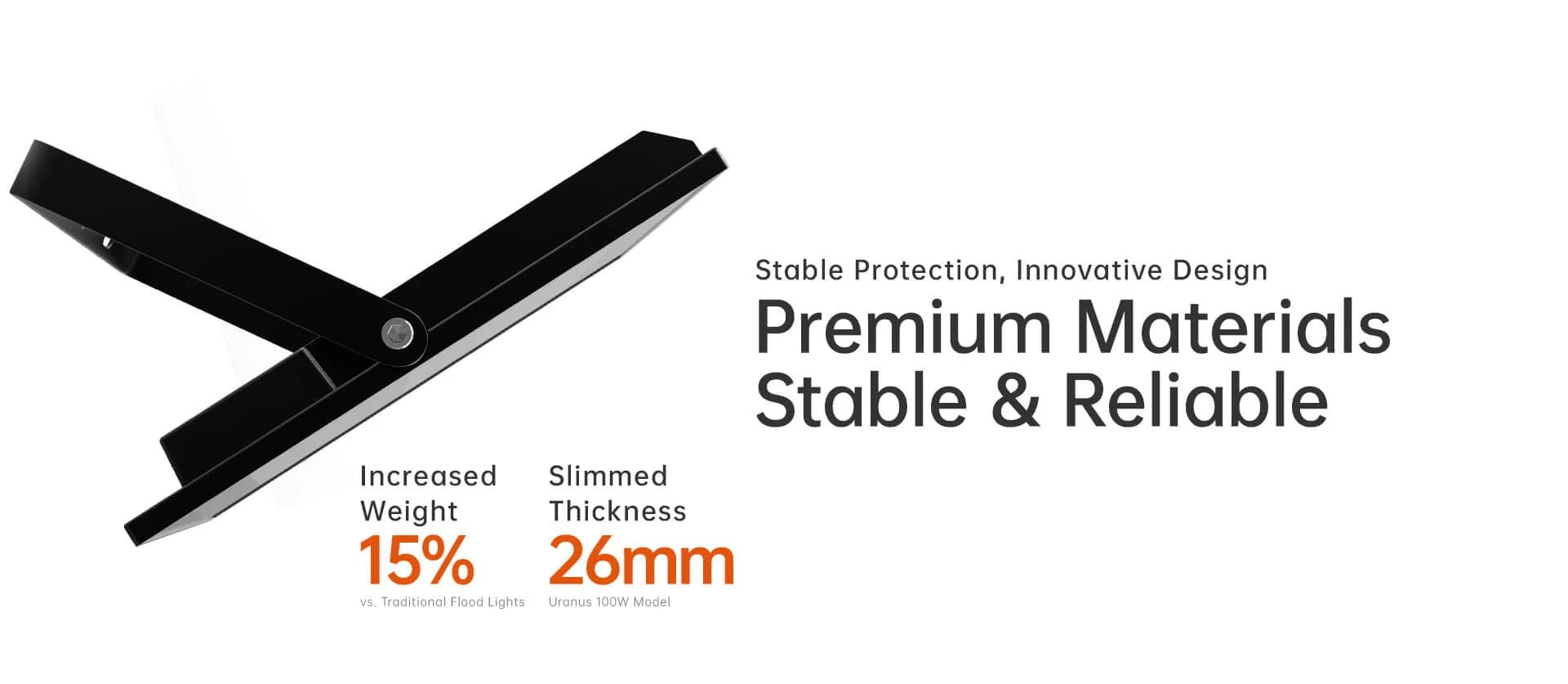 Uranus flood light premium materials slim 26 mm housing