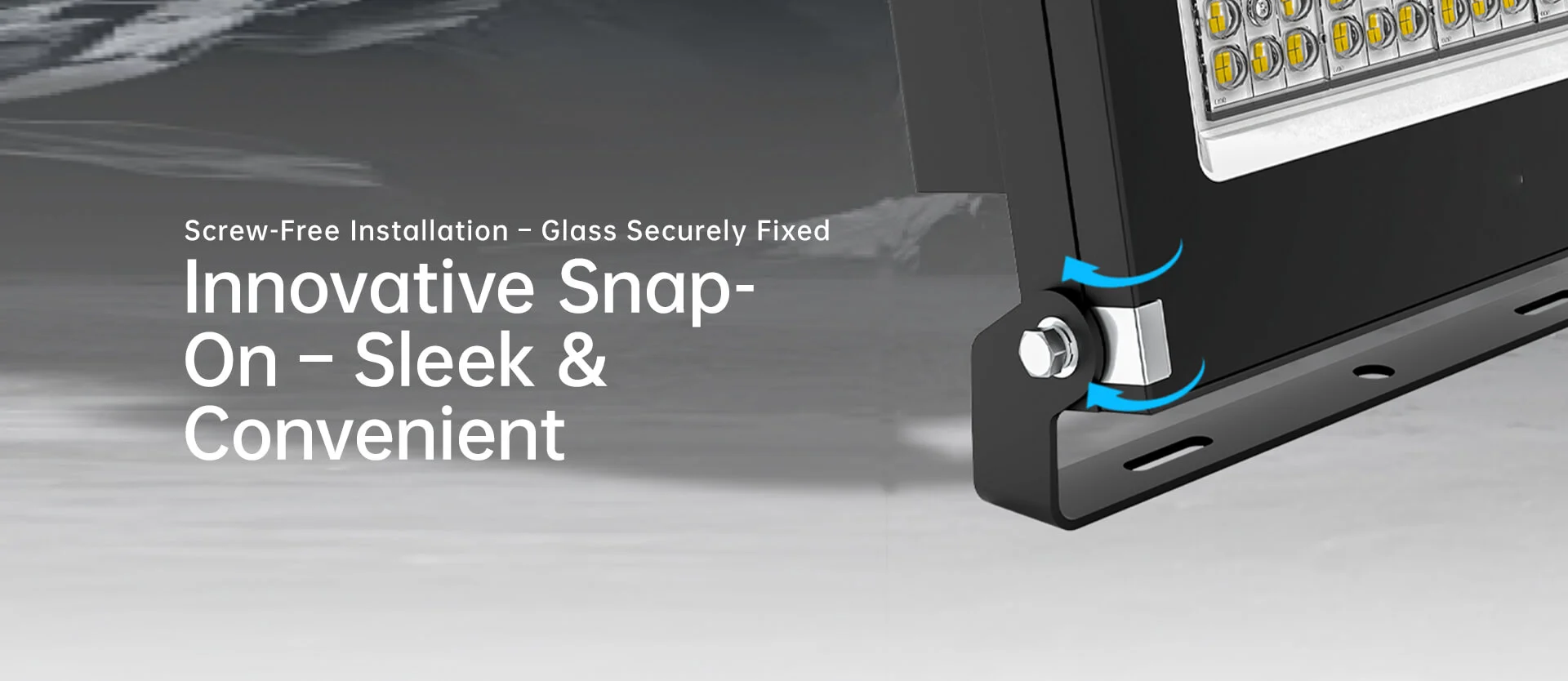Venus TG-QMX screw-free glass fixing detail
