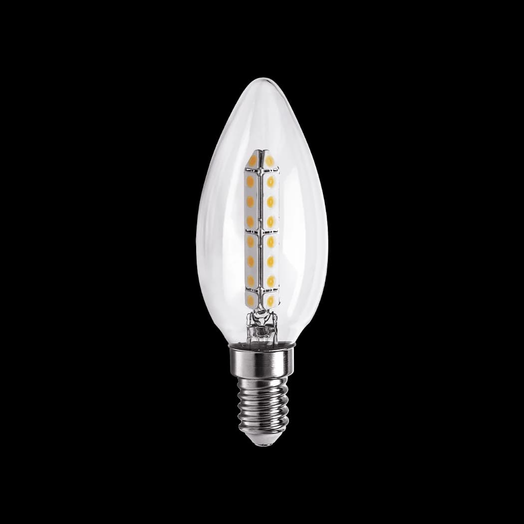 C35 transparent omnidirectional LED candle light with E14 base