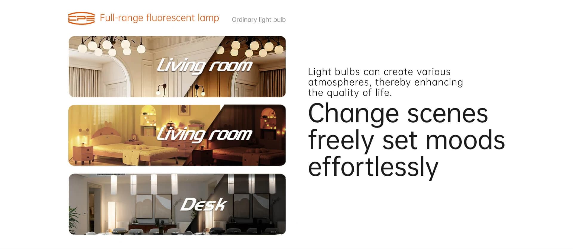 G9L light source living room and desk mood lighting scenes