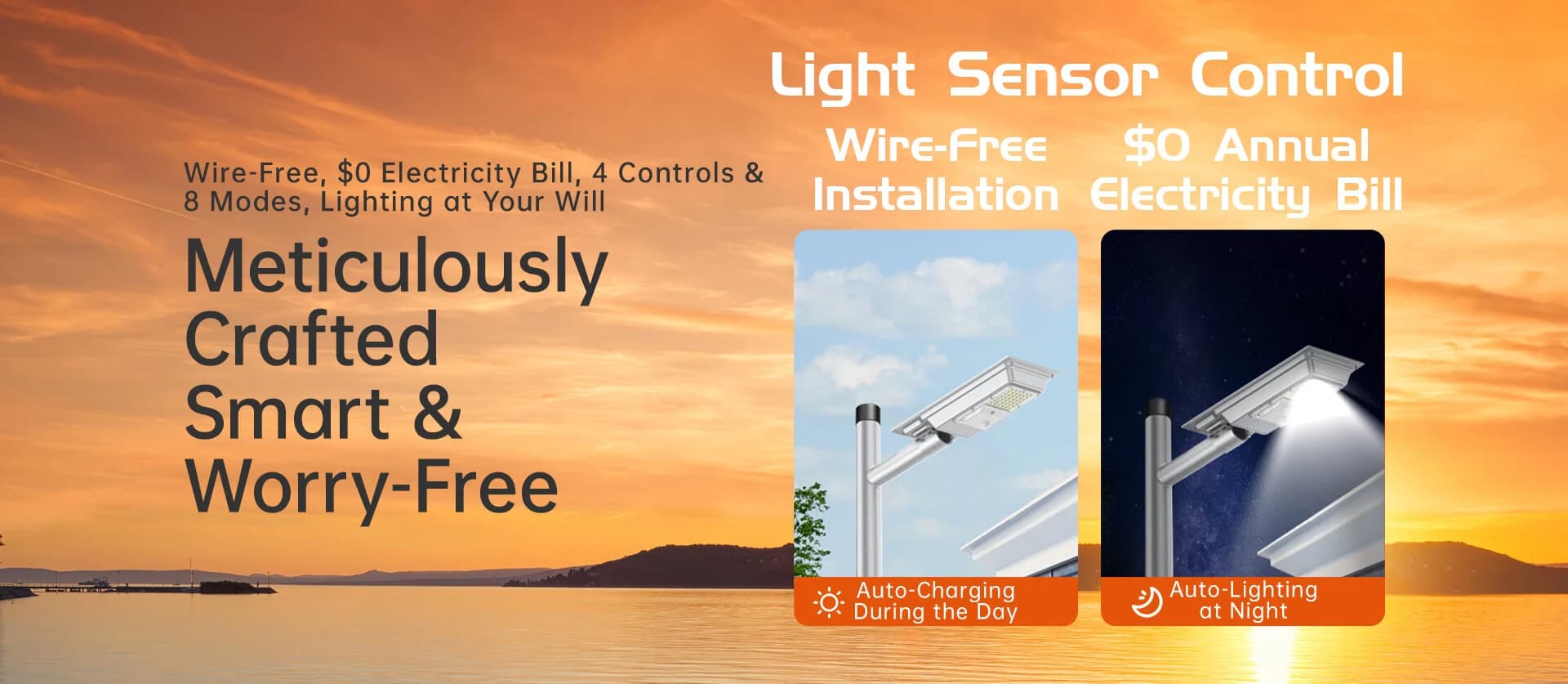 Sunflower solar street light auto charging and night lighting control graphic